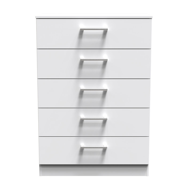 Devon 5 Drawer Chest Matt (Ready Assembled), White
