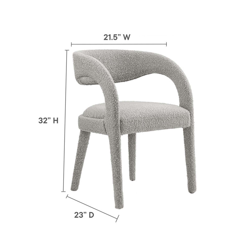 Taupe Boucle Upholstered Low Arm Chair Set