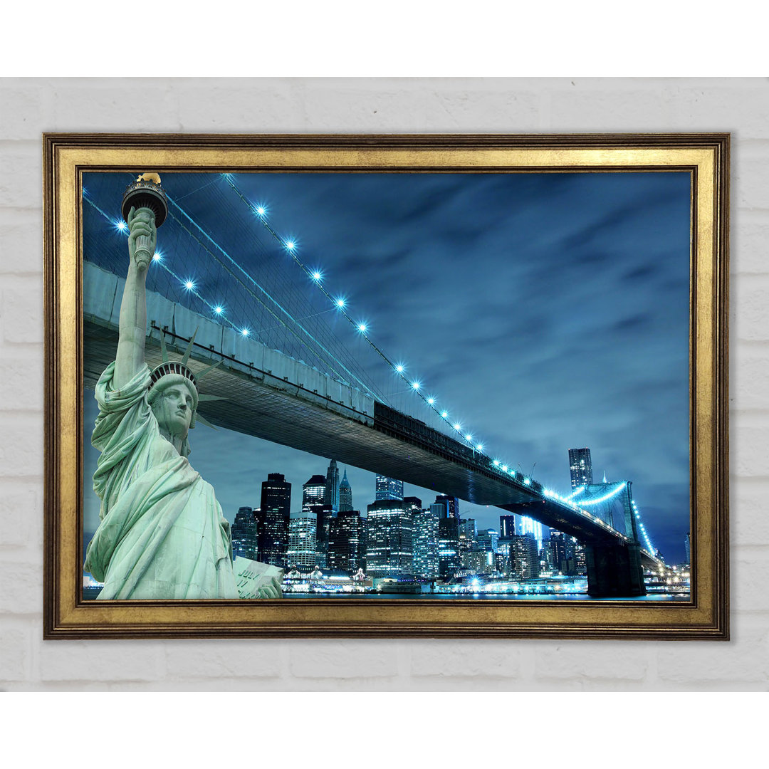 Freiheitsstatue Brooklyn Bridge Nights - Druck