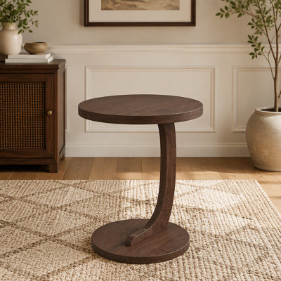 Table de bout 14,96 po 21,65 po en forme de C, canapé d'appoint en grain de bois de noyer avec base robuste, table C étroite pour petits espaces, salon, chambre à coucher, chevet et bureau personnel