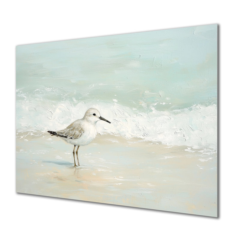«Sandpiper On The Beach II - Seagull», art mural en métal, impression moderne sur métal, H 16 po x l 32 po