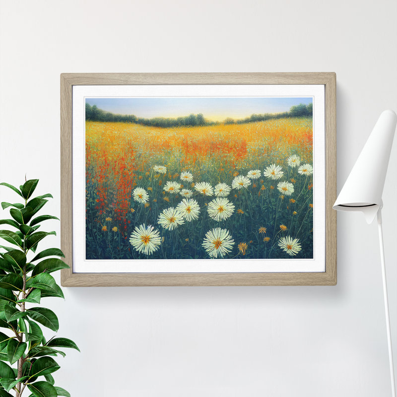 Sumptuous Wildflowers Floral - Single Picture Frame Painting, Oak Framed, 46cm H x 64cm W x 2cm D