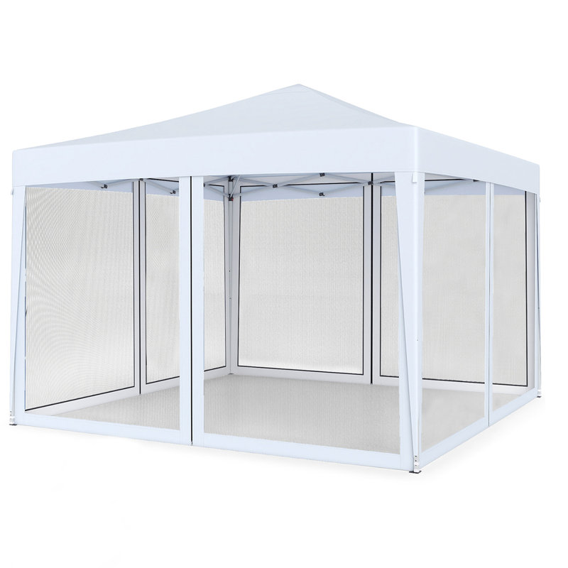Abri escamotable pliant instantané résistant aux rayons UV de 10 pi x 10 pi avec tente en toile escamotable avec filet en filet respirant pour la terrasse