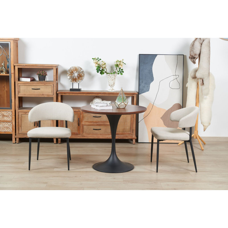 Batavia Modern Curved Back Upholstered Dining Chair Ivory  (Set Of 2)