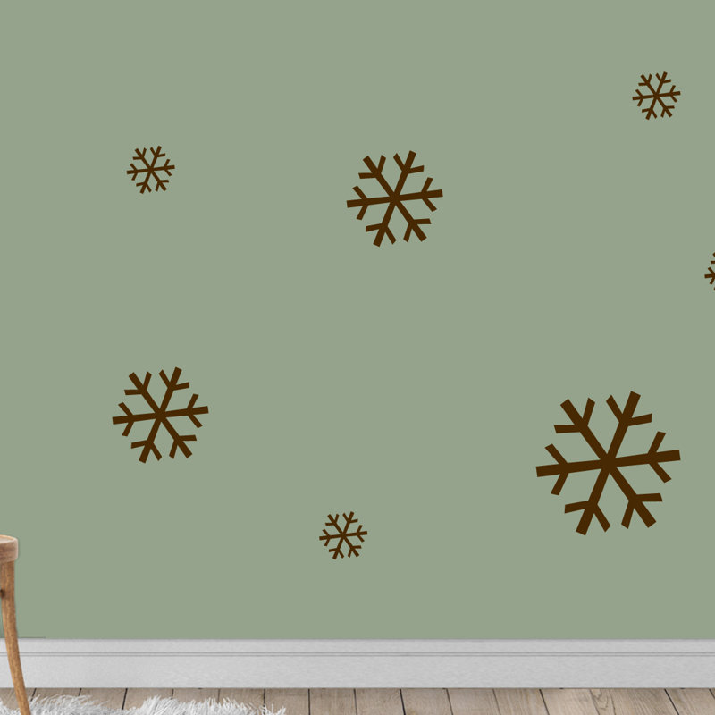 Ensemble de 19 décalcomanies murales flocon de neige, Brun chocolat