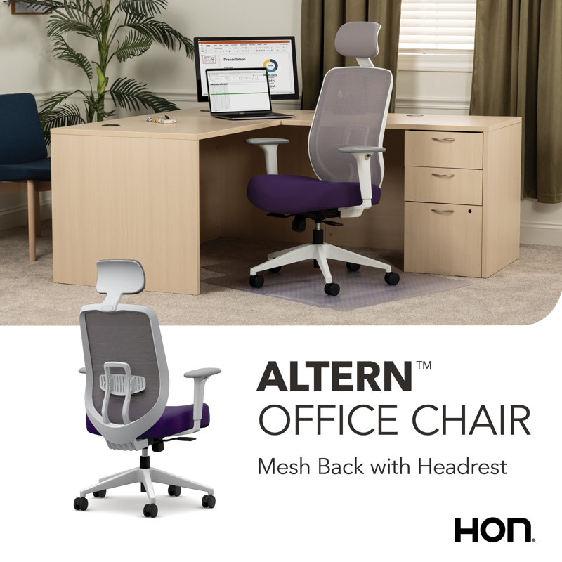 HON Altern Mesh Mid Back Task Chair, White Frame, Iris, Iris, White
