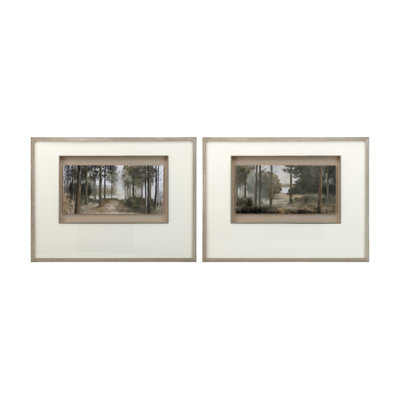 Ensemble de 2 toiles encadrées Lansing, motif de forêt rustique