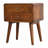 Solid Wood Curved Nightstand, 2-Drawers, Chestnut, Brown