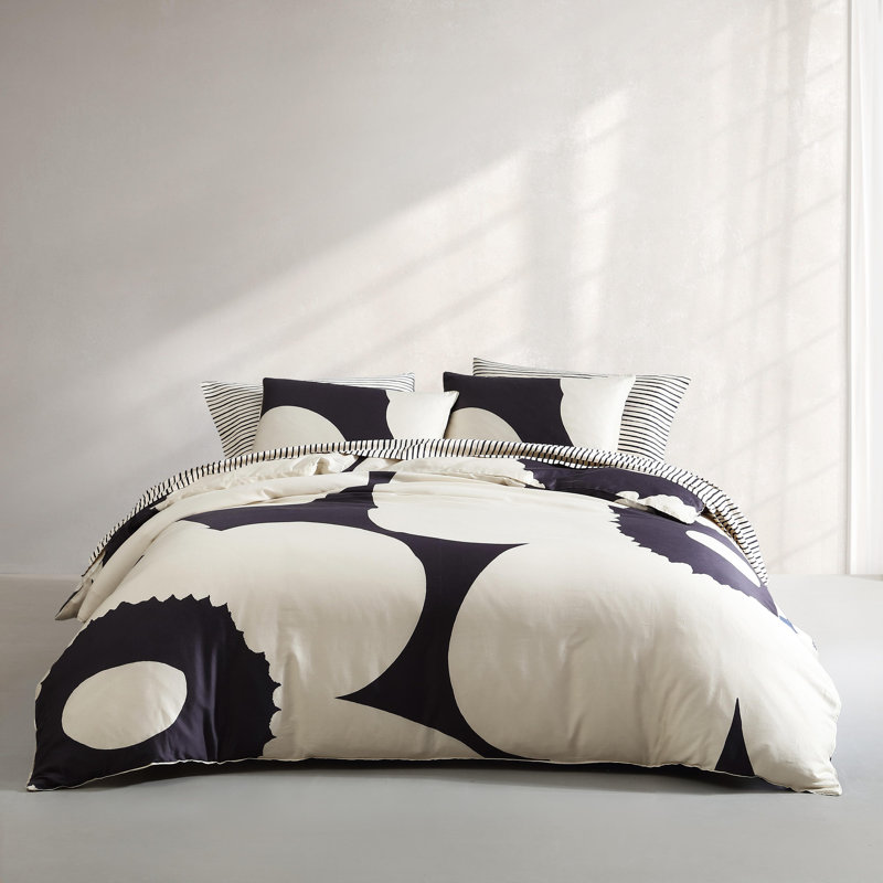 Iso Unikko Organic 100% Cotton Standard Duvet Cover Set, King Duvet Cover + 2 King Shams