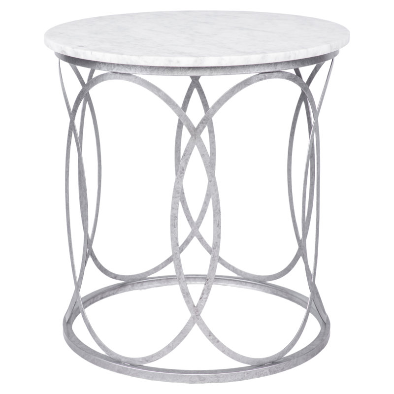 New Orleans Marble Drum End Table, Royal Silver