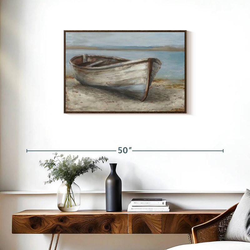 Bateau blanchi à la chaux I, Cadre flottant noyer, 31 po x 21 po