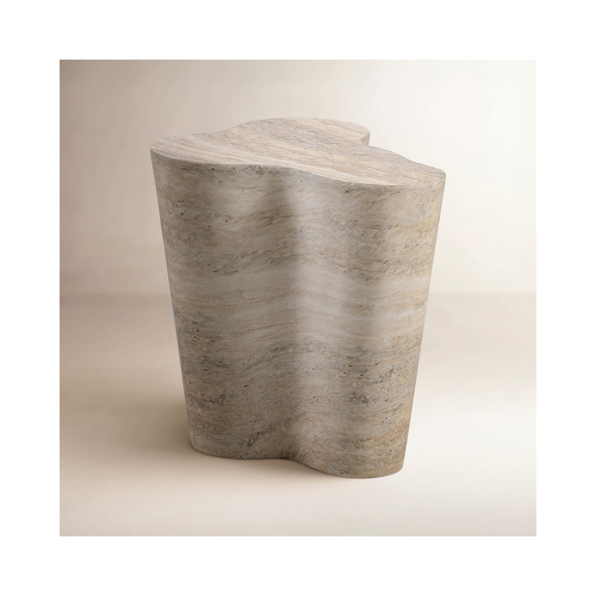 Barrett Slab Table, Travertine, 18" H x 18" W x 15" D