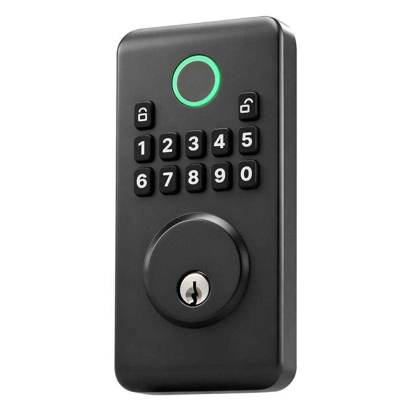 Serrure de porte à entrée sans clé, pêne dormant électronique avec codes d'utilisateur personnalisables, design ergonomique novateur, entrée par clé, verrouillage automatique, mot de passe anti-espionnage, clavier rétroéclairé, noir mat, conçu pour la maison