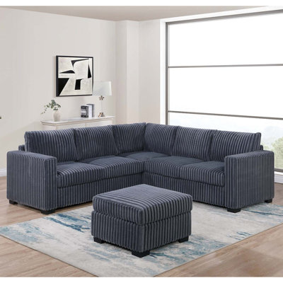 Canapé modulaire en velours côtelé 4 pièces avec repose-pieds