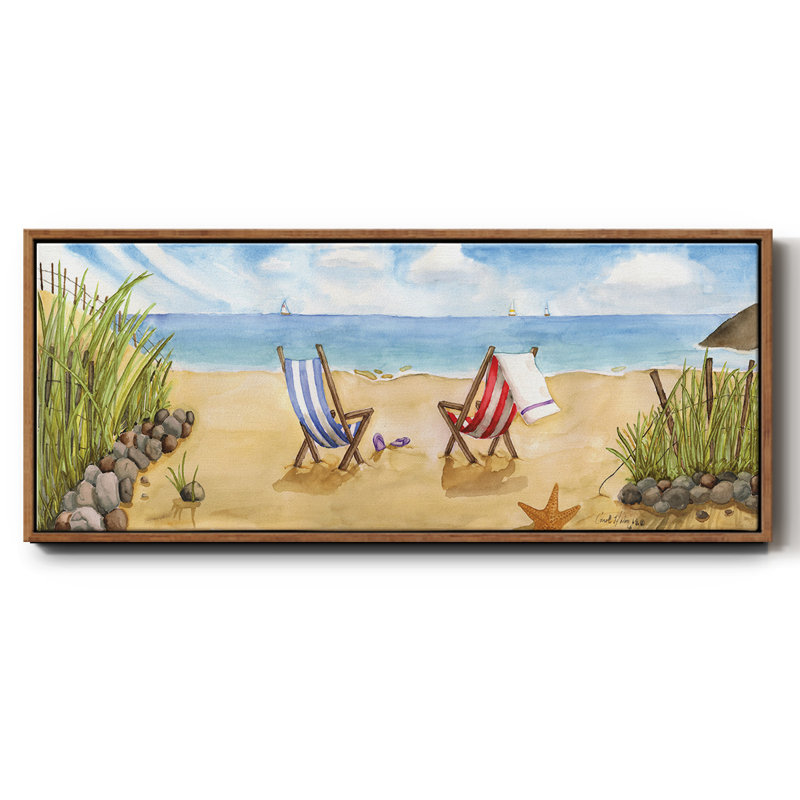 Plage pour deux, reproduction sur toile encadrée, H 8 po x l 20 po x P 1,5 po, Noyer