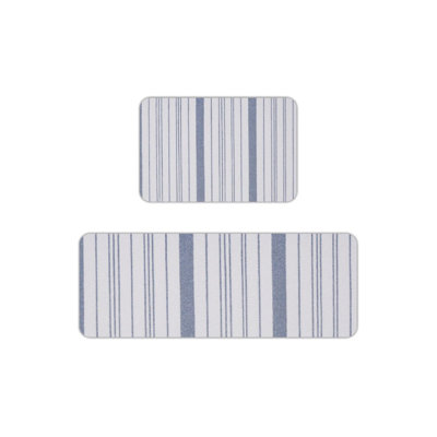 Classic Blue Striped, 2 Pcs Non Slip Kitchen Mats