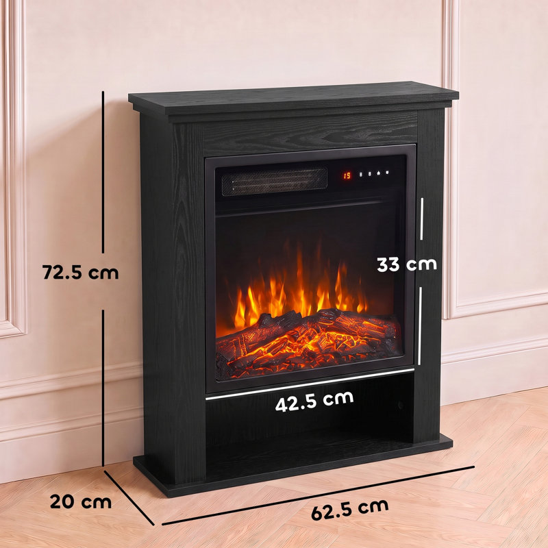 Freestanding Electric Fireplace Suite, 25" 1800W, Open Shelf, Oak, Black