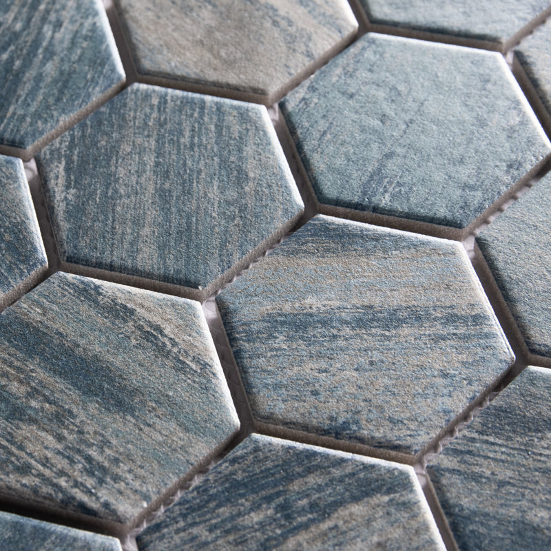 Cassis 2" Hex 11-1/8 In. X 12-5/8 In. Porcelain Mosaic Tile, Blue