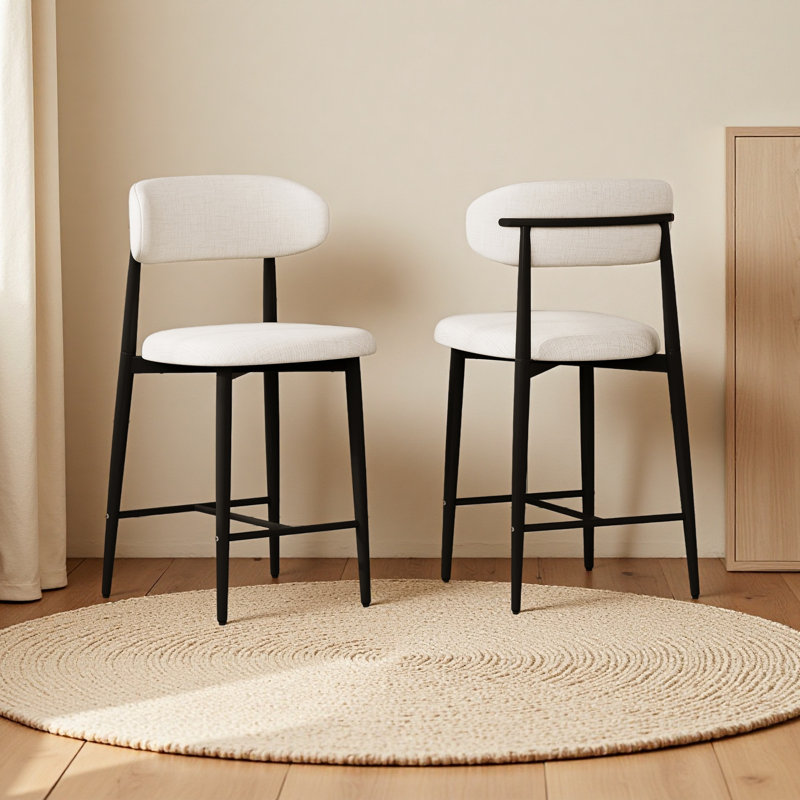 Ensemble de 4 tabourets de bar à hauteur de comptoir, tabourets de bar rembourrés avec pieds en métal pour îlot de cuisine