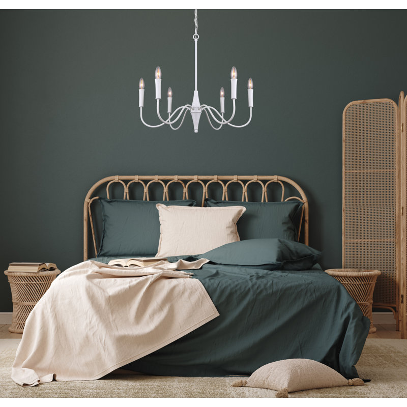 6 - Light Dimmable Classic / Traditional Chandelier, White