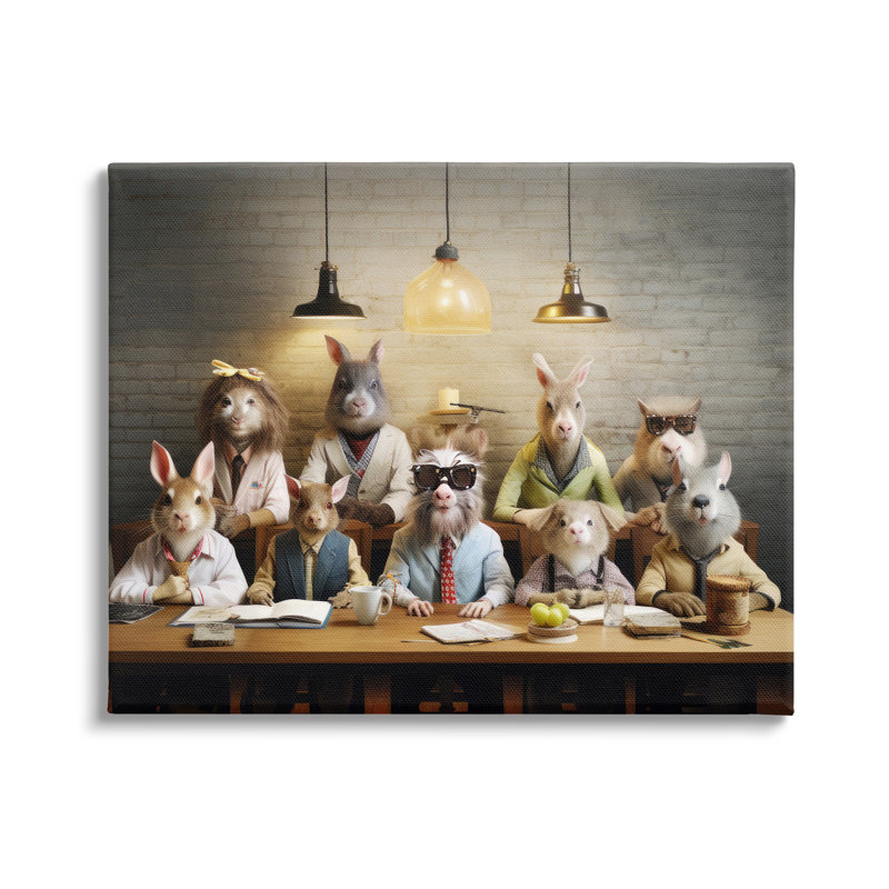 Animaux sauvages à table sur toile, H 30 po x l 40 po x P 1,5 po