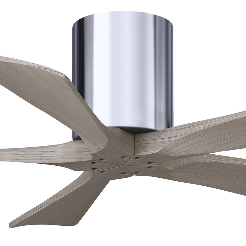 60" Irene 5-Blade Hugger Ceiling Fan with Wall Remote, 42", Matte Black, Gray Ash