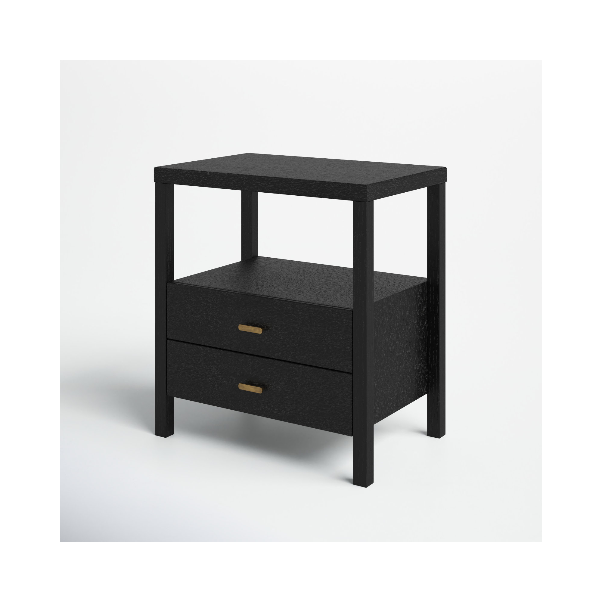 Francisca 2 - Drawer Solid Wood Nightstand, Black