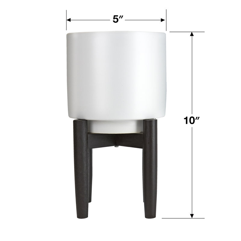Pot de fleurs en céramique, 10 po x 5 po x 5 po, Blanc