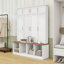 4-in-1 Hall Tree with 4 Hidden Hanging Hooks, Seating Bench and Doors-1856302558
