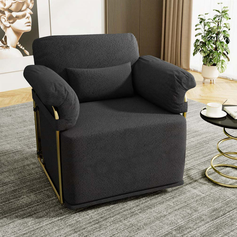 Fauteuil demi-tonneau rembourré et pivotant, Noir