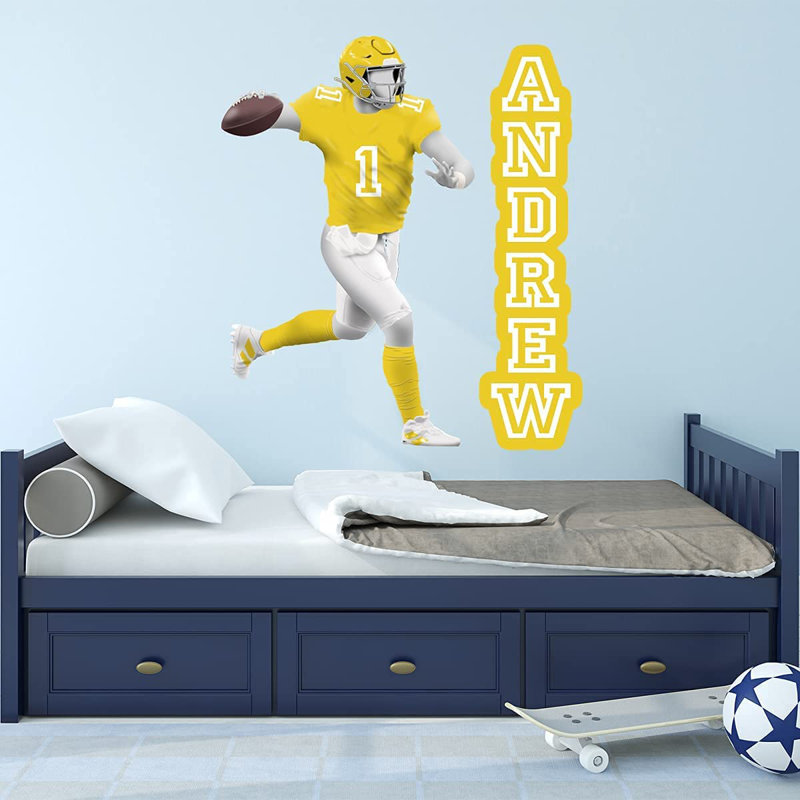 Adhésif décoratif Quarterback, H 17 po x l 14 po, Jaune