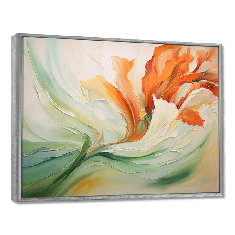 «Green Flowing Petals - Abstract Botanicals», impressions encadrées, H 34 po x l 44 po, Reproduction avec cadre flottant