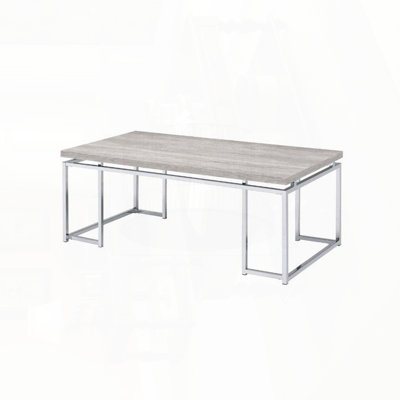 Table basse rectangulaire avec plateau en bois et base en métal