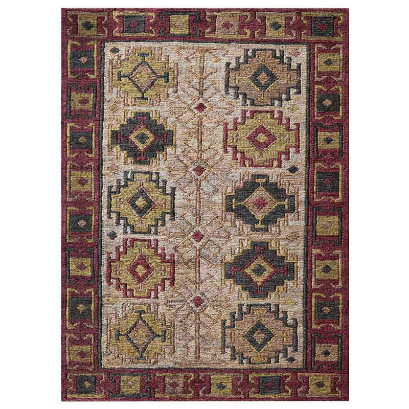 Manns Hand Knotted Sumak Jute Eco-Friendly Solid Area Rugs - Rectangle, Beige Red Color, Oriental Design, High Pile, Natural Fiber, Outdoor Indoor Handmade Area Rugs for Living Room, Bed Room
