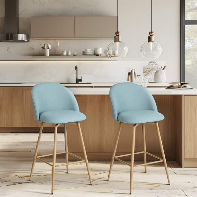 Asotin 26" Seat Height Swivel Upholstered Counter Stools Barstool with Backrest Footrest for Kitchen Island Dining Room, Oak