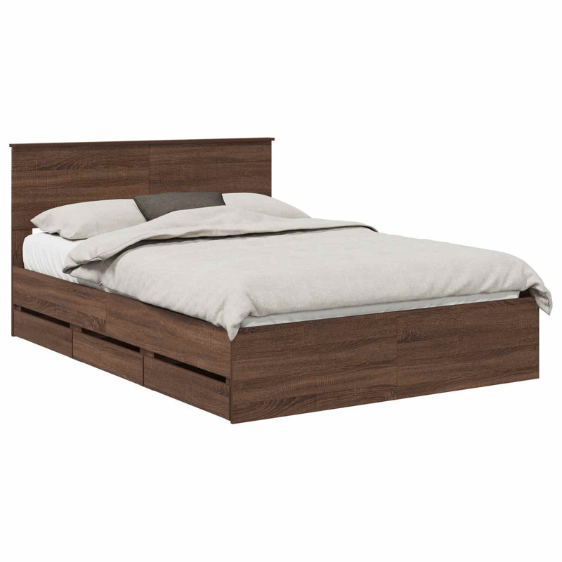 Bed, Double (4'6), Brown Oak