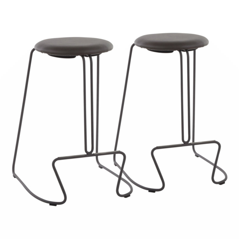 Finn Grey Steel & Grey Faux Leather Modern Counter Stool