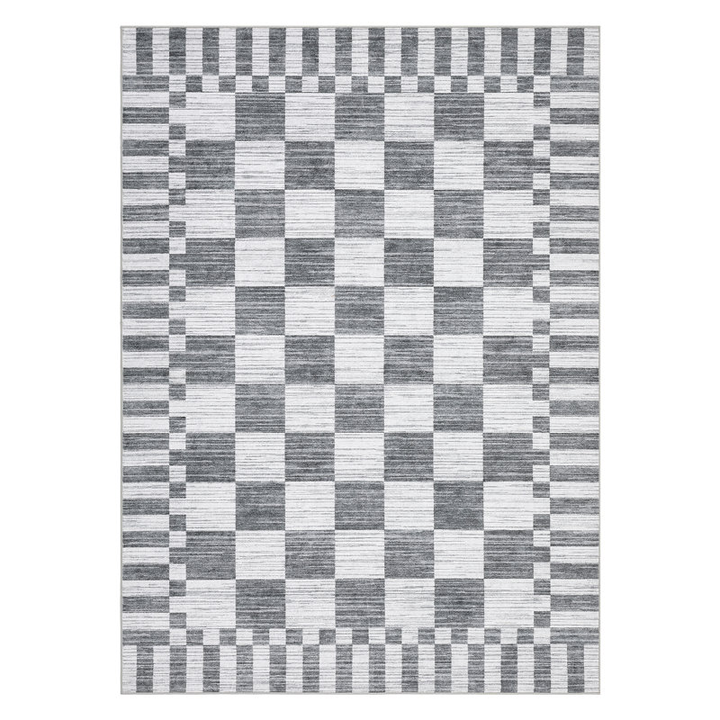 Checkered Rug for Living Room Washable Bedroom Rugs Non Slip Back Modern Classic Area Rug for Kids Boys Bedroom Home Decor Carpet for Dining Room Office