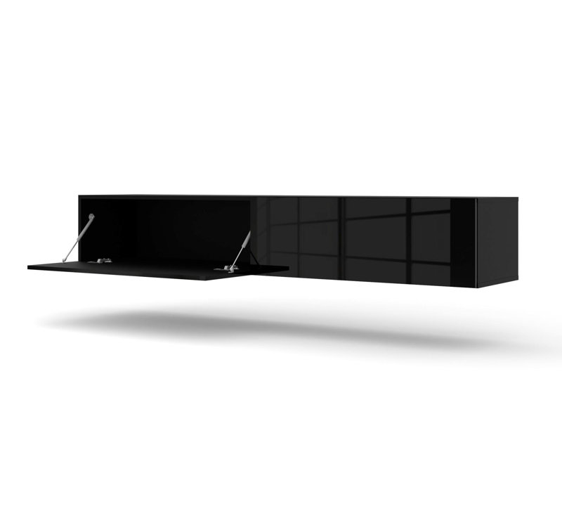 Homlando 70.87'' Black Matt and Gloss MDF Wall-Mounted TV Cabinet