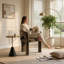 Chaise d'appoint moderne sculpturale avec dossier enveloppant incurvé et assise rembourrée-823127617