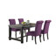 Ensemble de salle à manger en bois, table avec six chaises, mauve