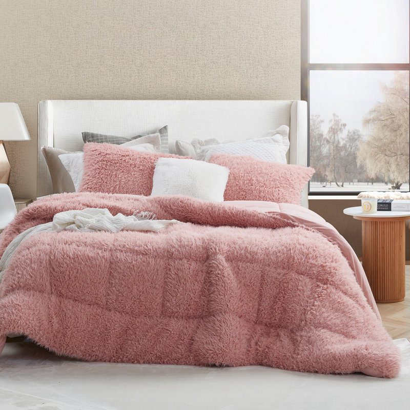 Polyester Baffle Box Stitch Comforter, Twin Comforter, Pink