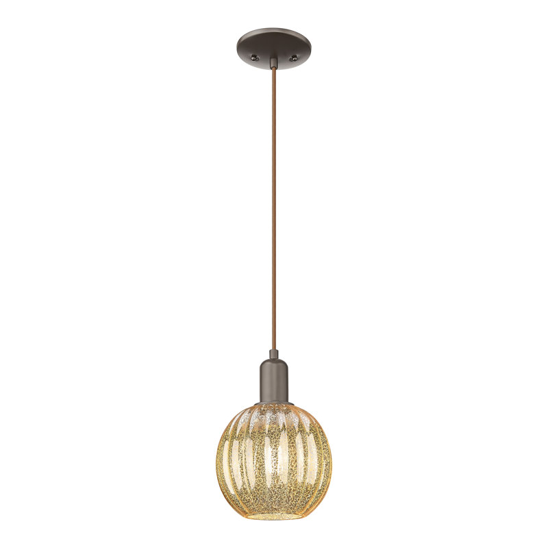 Downtown Urban - Cecil - Mini-luminaire suspendu à cordon sphérique 1 lumière de 7 po - Finition nickel brossé satiné - Abat-jour transparent