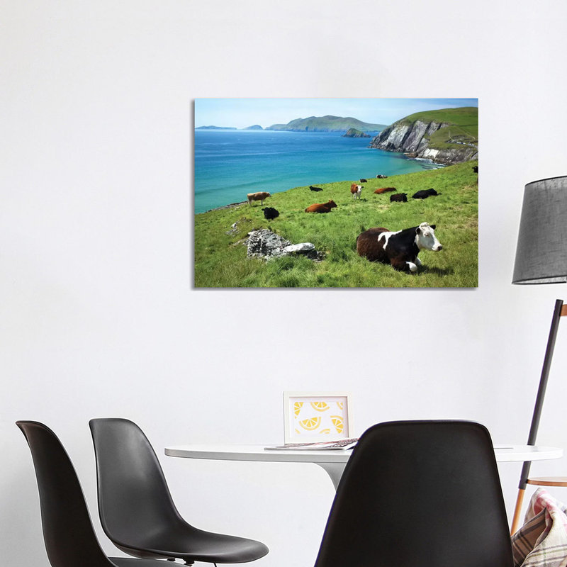 Cows Resting Above Coumeenoole Bay, Dingle Peninsula, County Kerry, Ireland 1 Piece Wrapped Canvas Wall Art