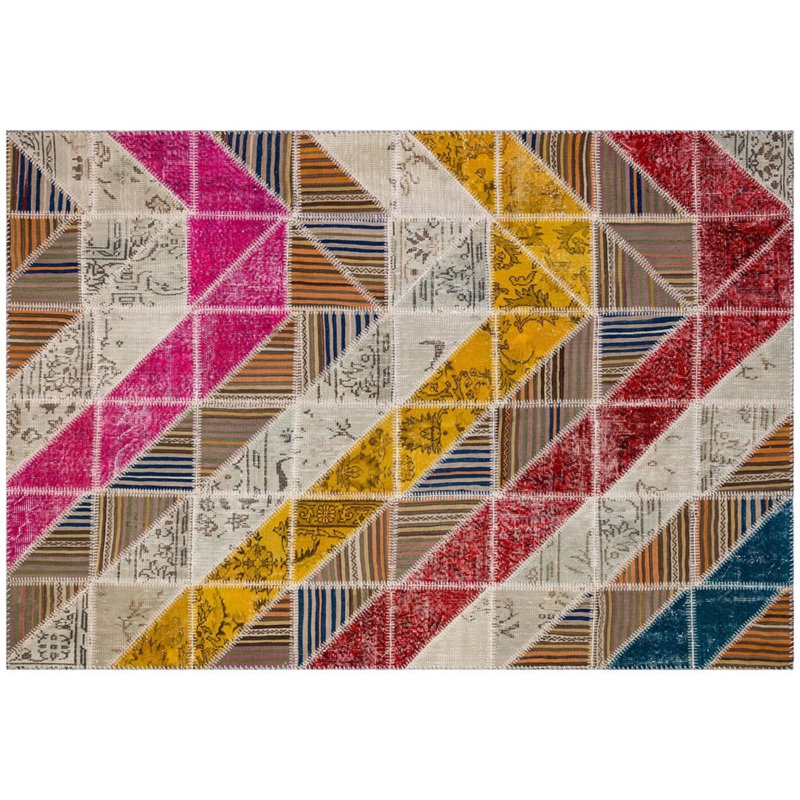 Tapis géométrique multicolore fabriqué à la main Modern