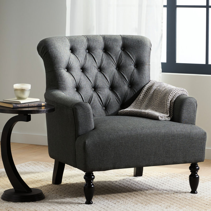 Fauteuil club en tissu gris foncé de 32,68 po Profondeur, largeur 34,4, hauteur 36,85, largeur