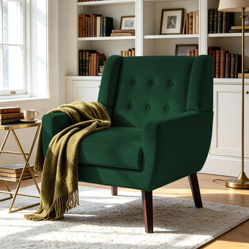 Fauteuil Jaqueze, Velours performance rétro vert