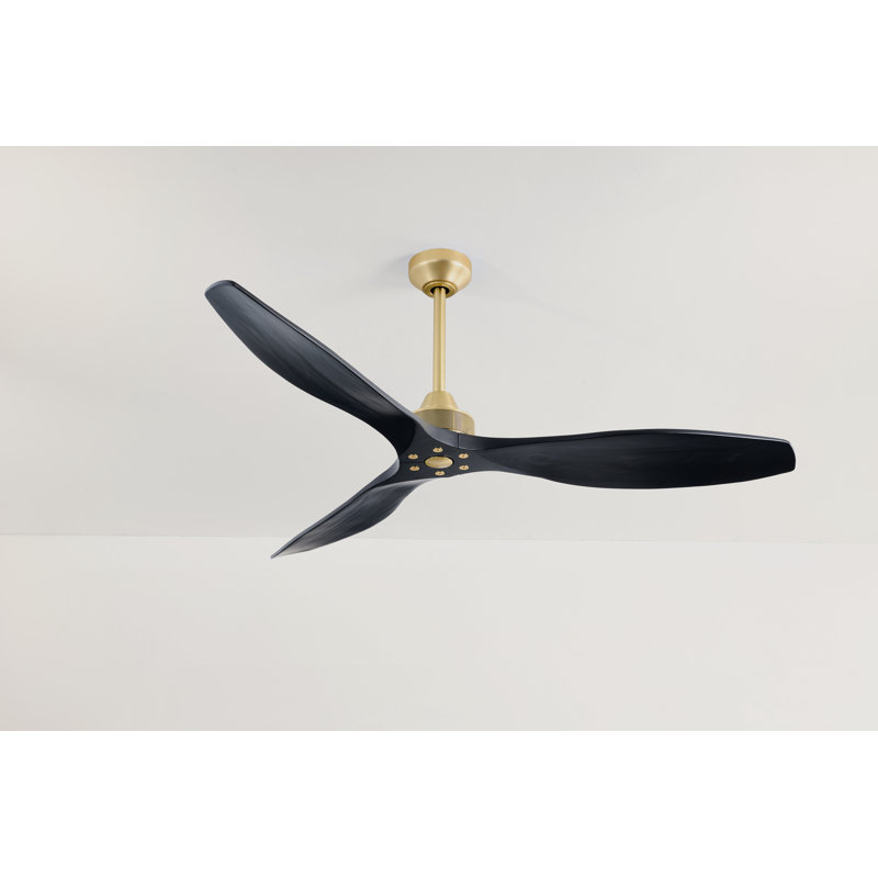 Hexanova Smart Ceiling Fan, Brushed Brass with Black Blades, 60"