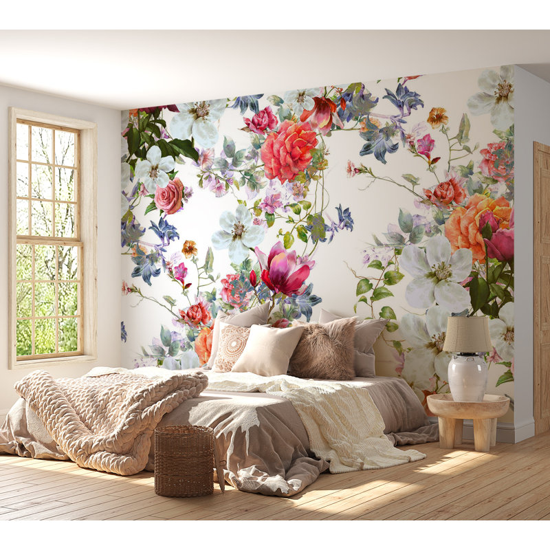 Papier peint floral - Bouquet coloré, L 82 po x l 118 po
