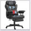 Fauteuil de bureau Massage Massage avec 6 points de vibration, fauteuil de bureau chauffant grand et grand 400 lb avec repose-pieds et support lombaire, fauteuil de bureau inclinable en microfibre,